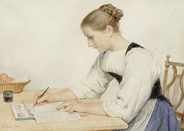 woman writing a letter